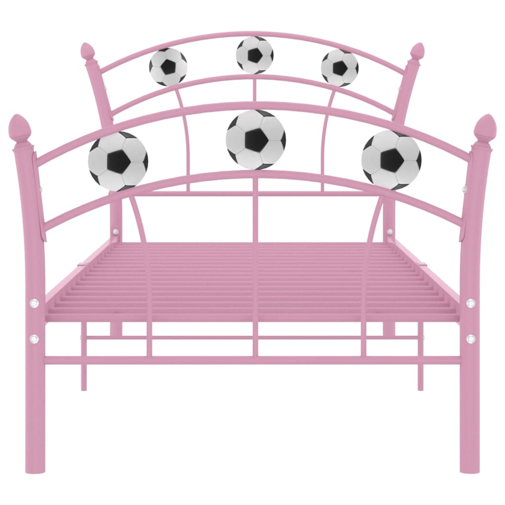 vidaXL Estrutura de cama com design de futebol 90x200 cm metal rosa