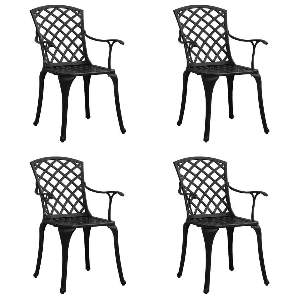 vidaXL Cadeiras de jardim 4 pcs alumínio fundido preto