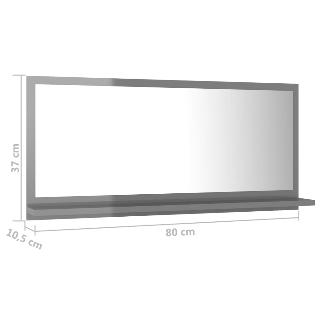 vidaXL Espelho de casa de banho 80x10,5x37 cm contrap. cinza brilhante