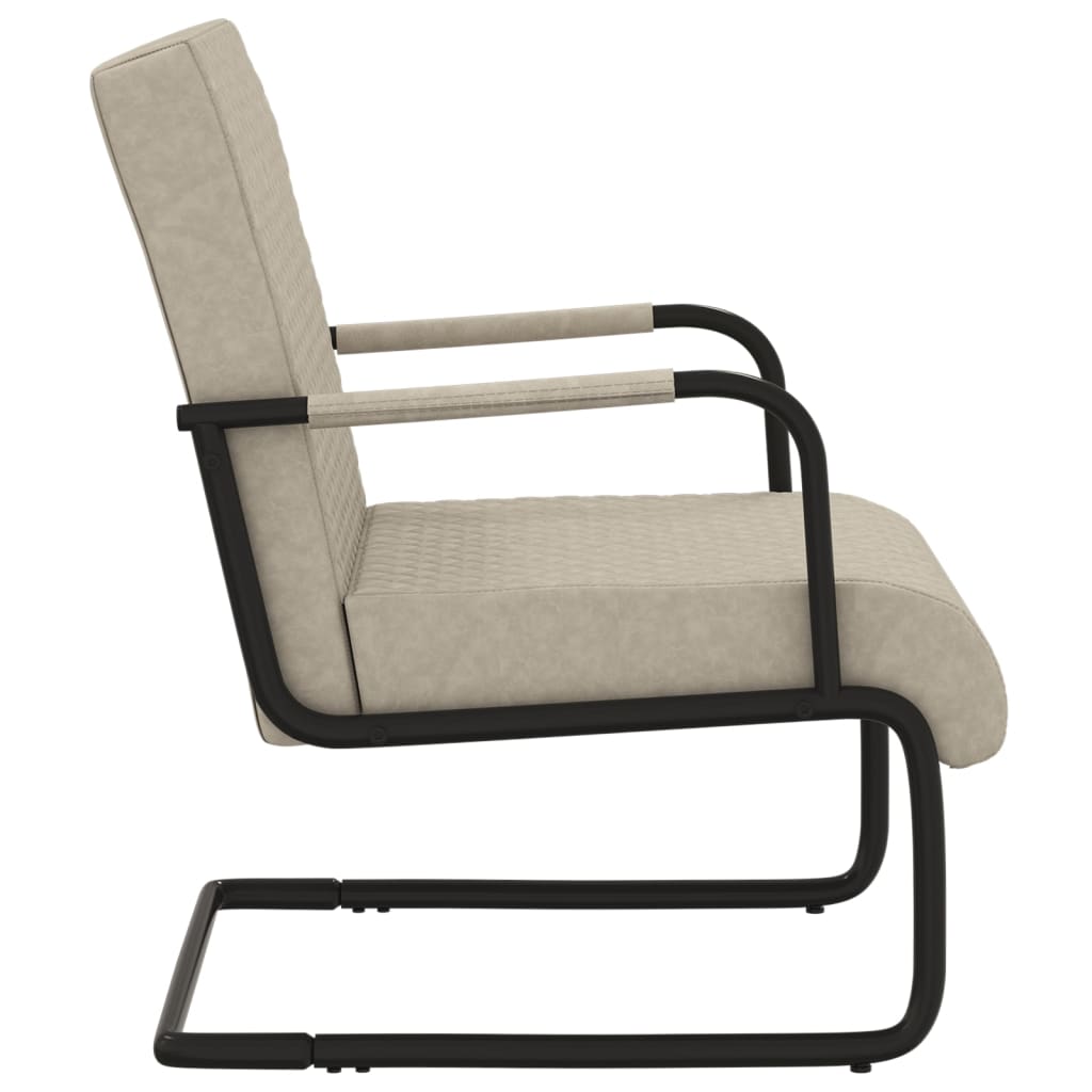 vidaXL Cadeira cantilever em couro artificial cinzento-claro