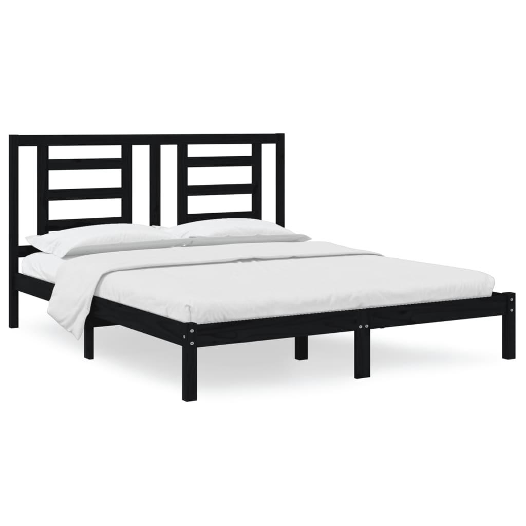 vidaXL Estrutura de cama 160x200 cm pinho maciço preto