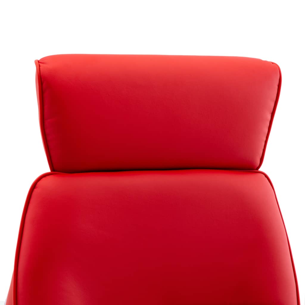 vidaXL Cadeira reclinável c/ apoio pés couro artificial vermelho