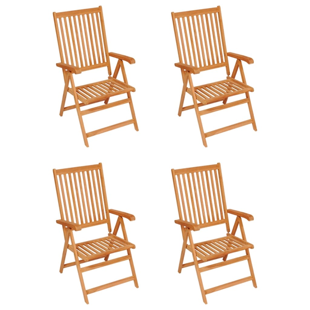 vidaXL Cadeiras de jardim c/ almofadões azul 4 pcs teca maciça