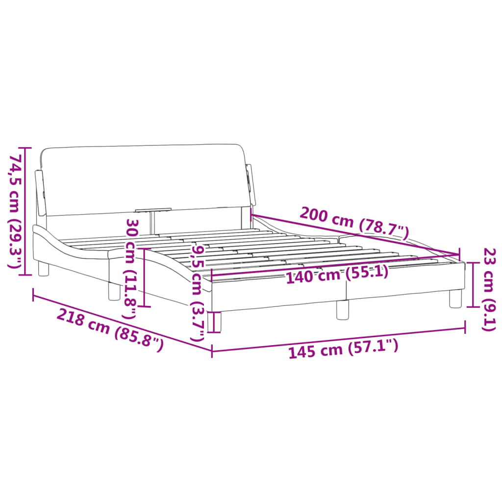 vidaXL Estrutura cama c/ cabeceira 140x200 couro artif. preto/branco