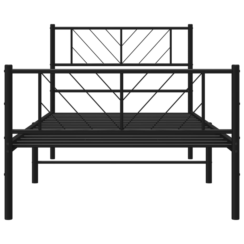 vidaXL Estrutura de cama com cabeceira e pés 75x190 cm metal preto