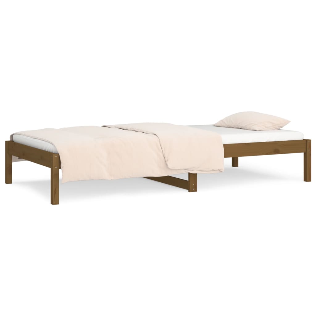 vidaXL Sofá-cama 90x200 cm madeira de pinho maciça castanho mel