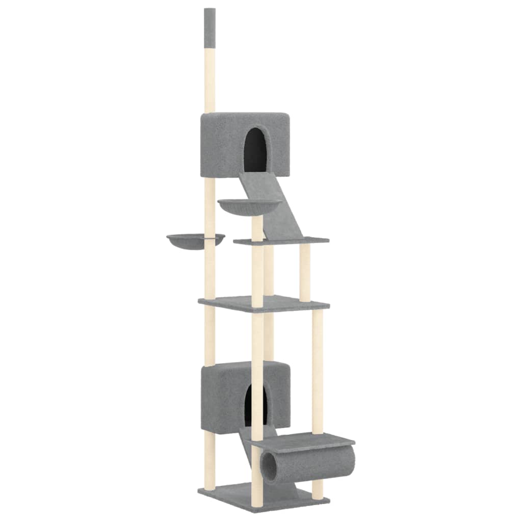 vidaXL Árvore gatos altura ajustável chão-teto 277-303 cm cinza-claro