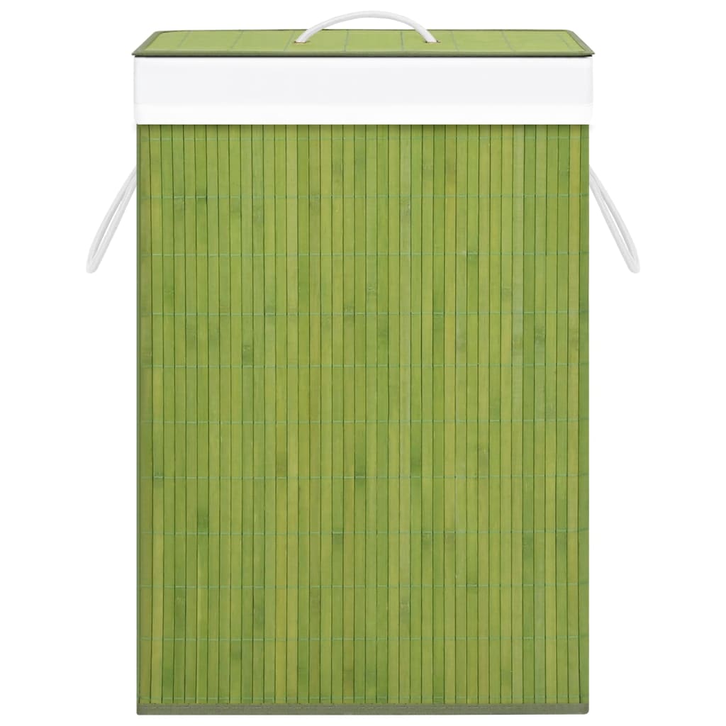 vidaXL Cesto para roupa suja c/ 2 secções 72 L bambu verde