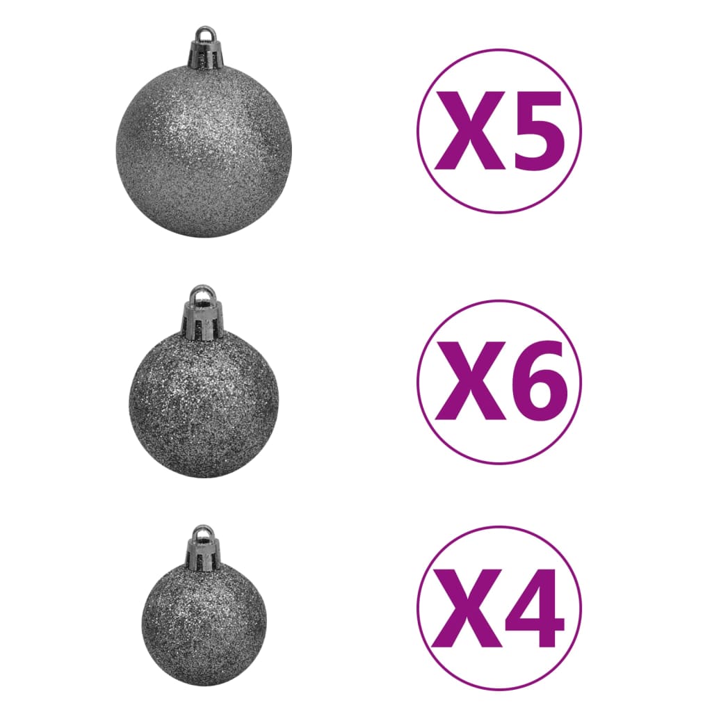 vidaXL Árvore de Natal pré-iluminada fina com bolas 120 cm branco