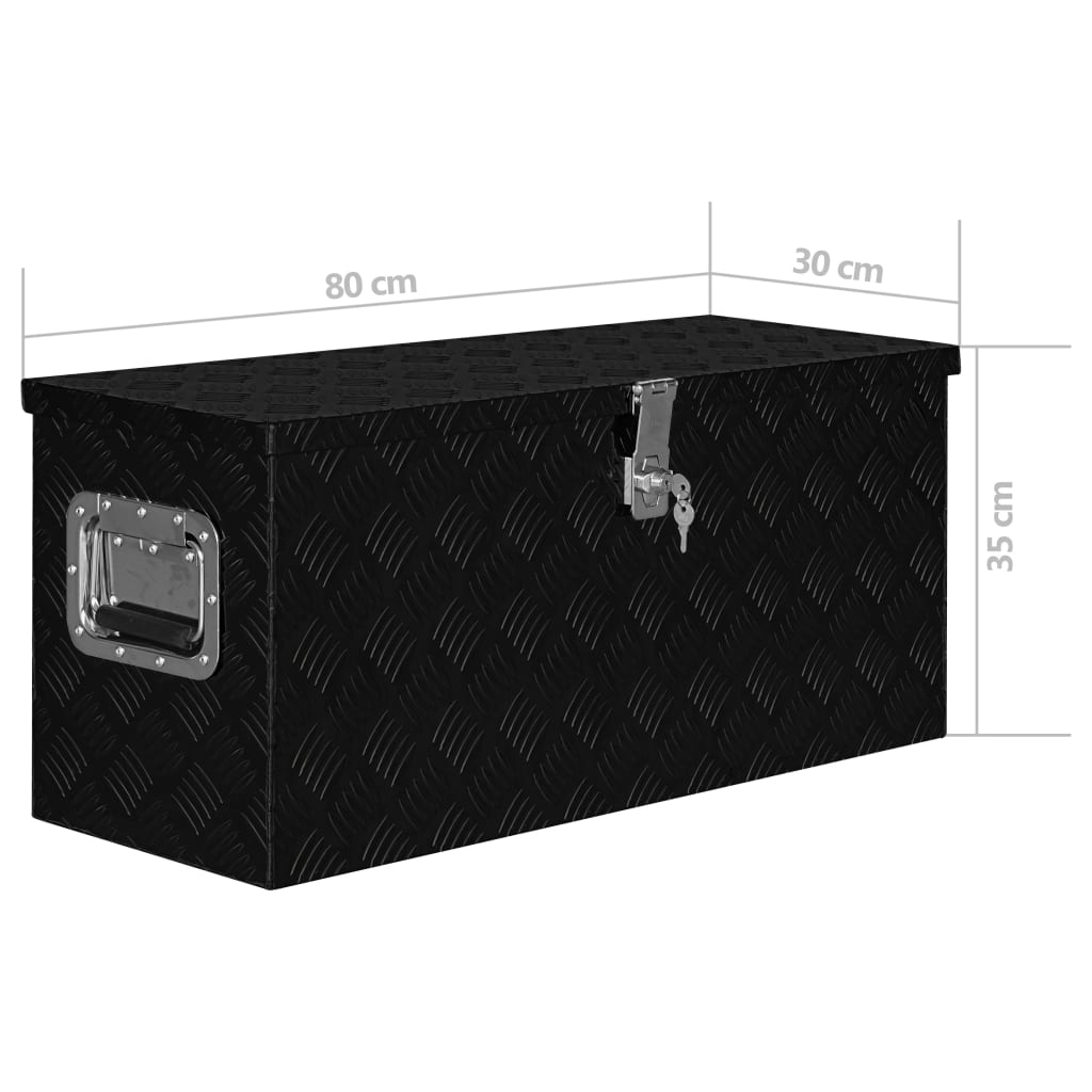 vidaXL Caixa de alumínio 80x30x35 cm preto