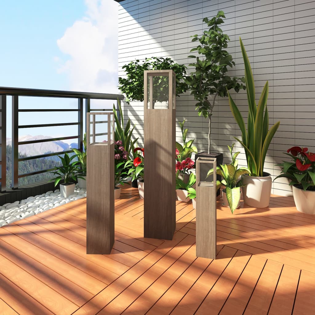 Conjunto de suportes altos de madeira de jardim de velas