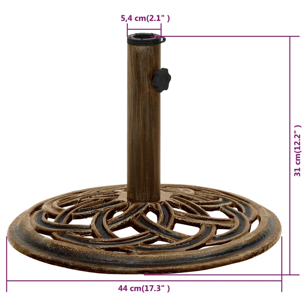 vidaXL Base para guarda-sol ferro fundido 44x44x31 cm bronze