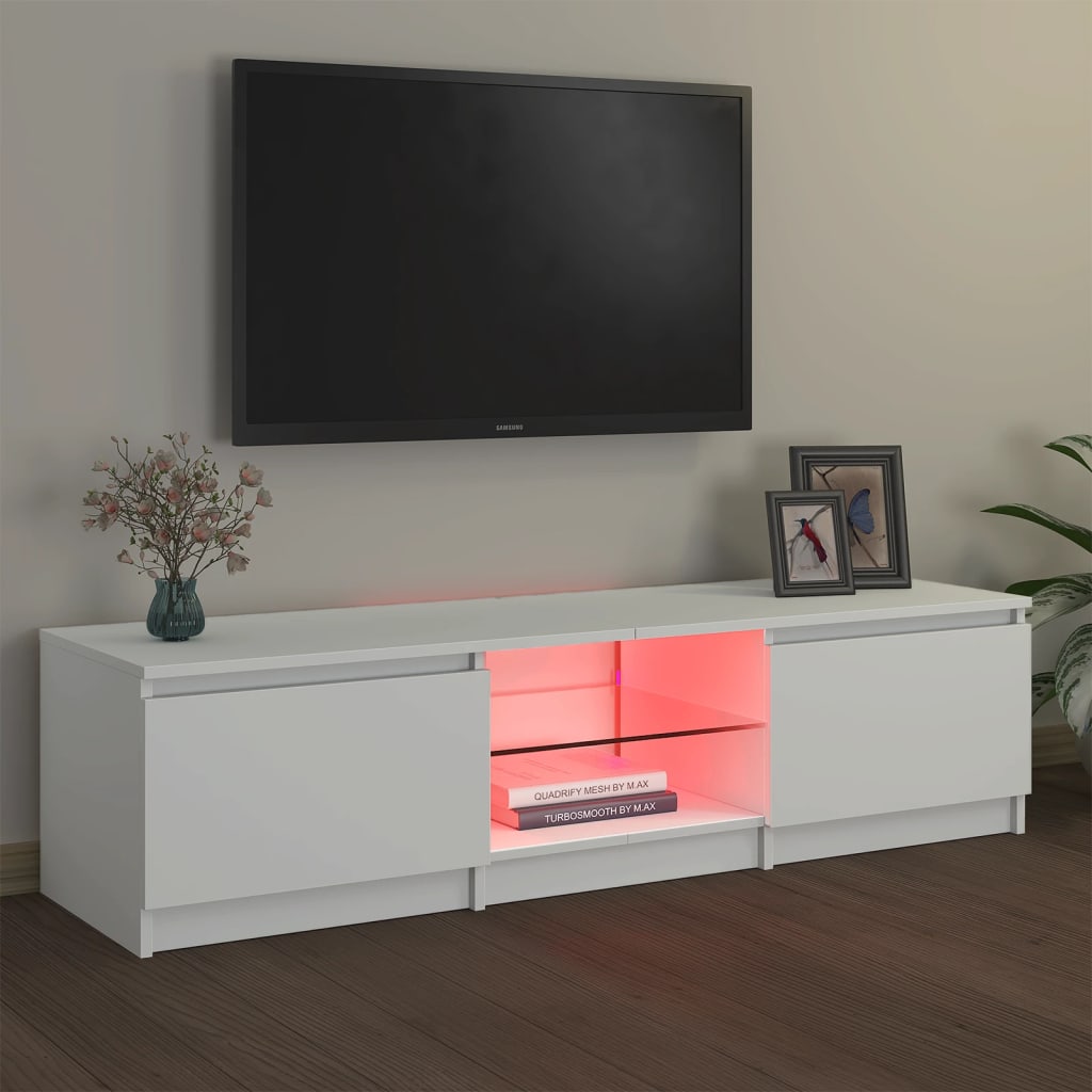 vidaXL Móvel de TV com luzes LED 140x40x35,5 cm branco
