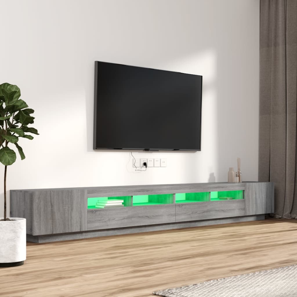 vidaXL Conjunto móveis de TV 3 pcs c/ LEDs madeira sonoma cinzento