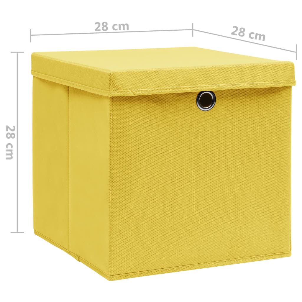 vidaXL Caixas de arrumação com tampas 4 pcs 28x28x28 cm amarelo