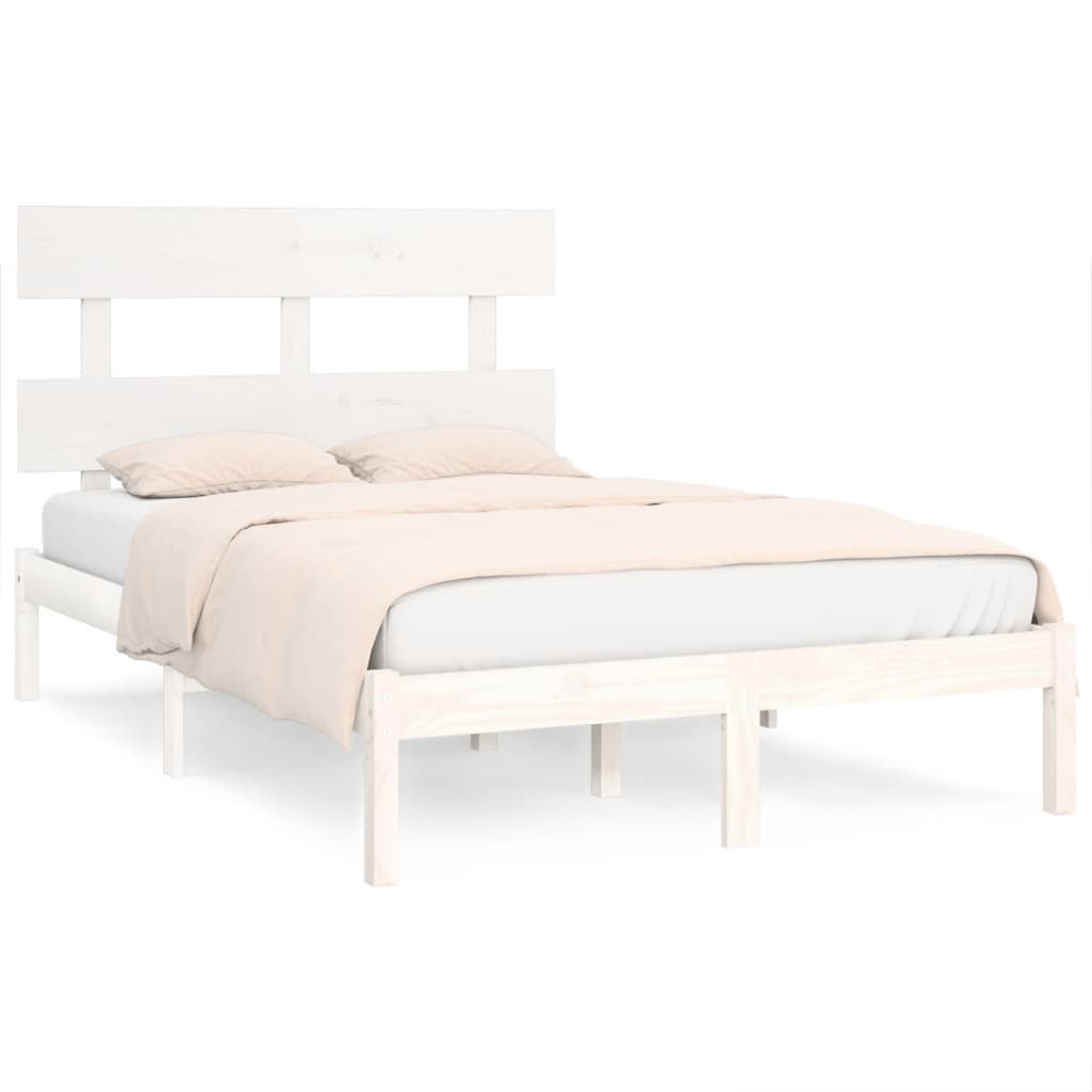 vidaXL Estrutura de cama 140x190 cm madeira maciça branco