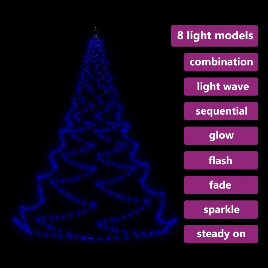vidaXL Árvore de Natal parede 260 luzes LED 3 m int/ext azul