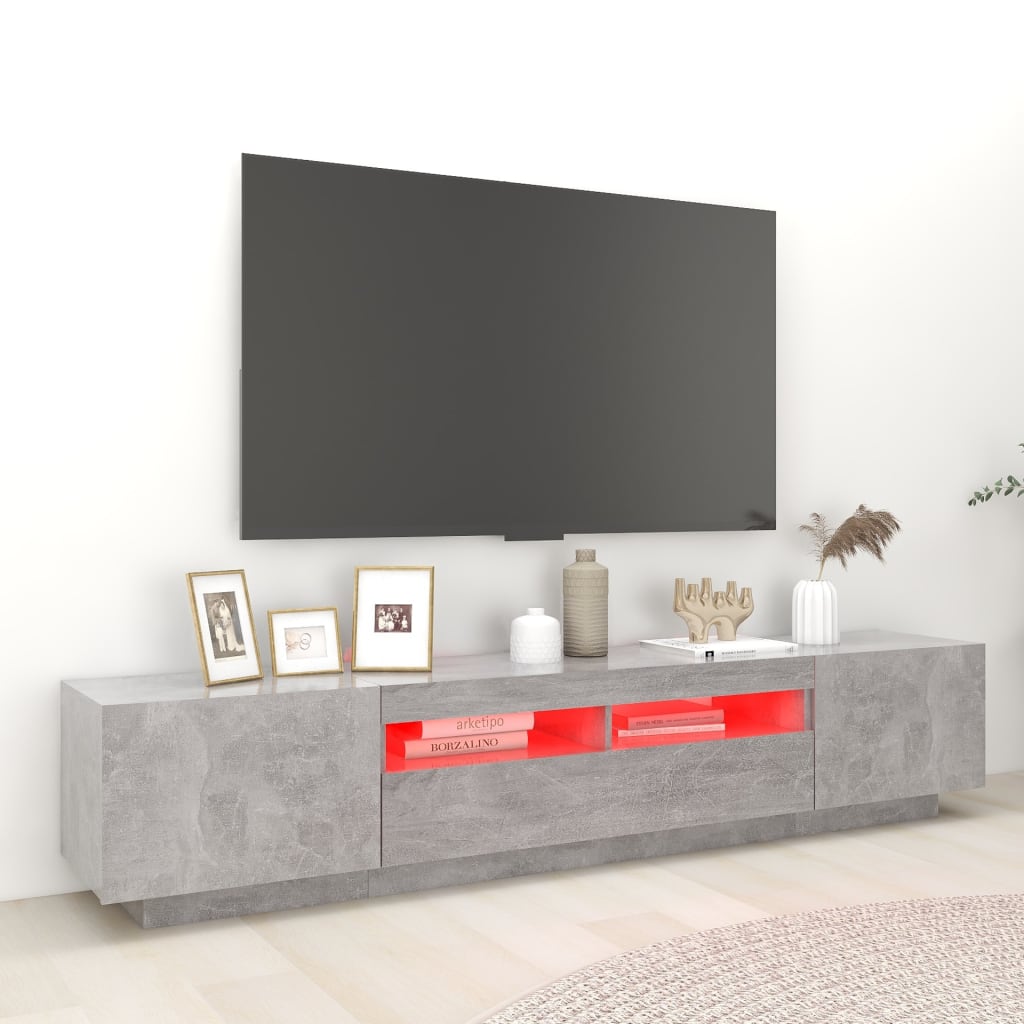 vidaXL Móvel de TV com luzes LED 200x35x40 cm cinzento cimento