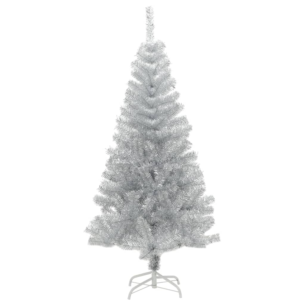vidaXL Árvore de Natal artificial com suporte 120 cm PET prateado