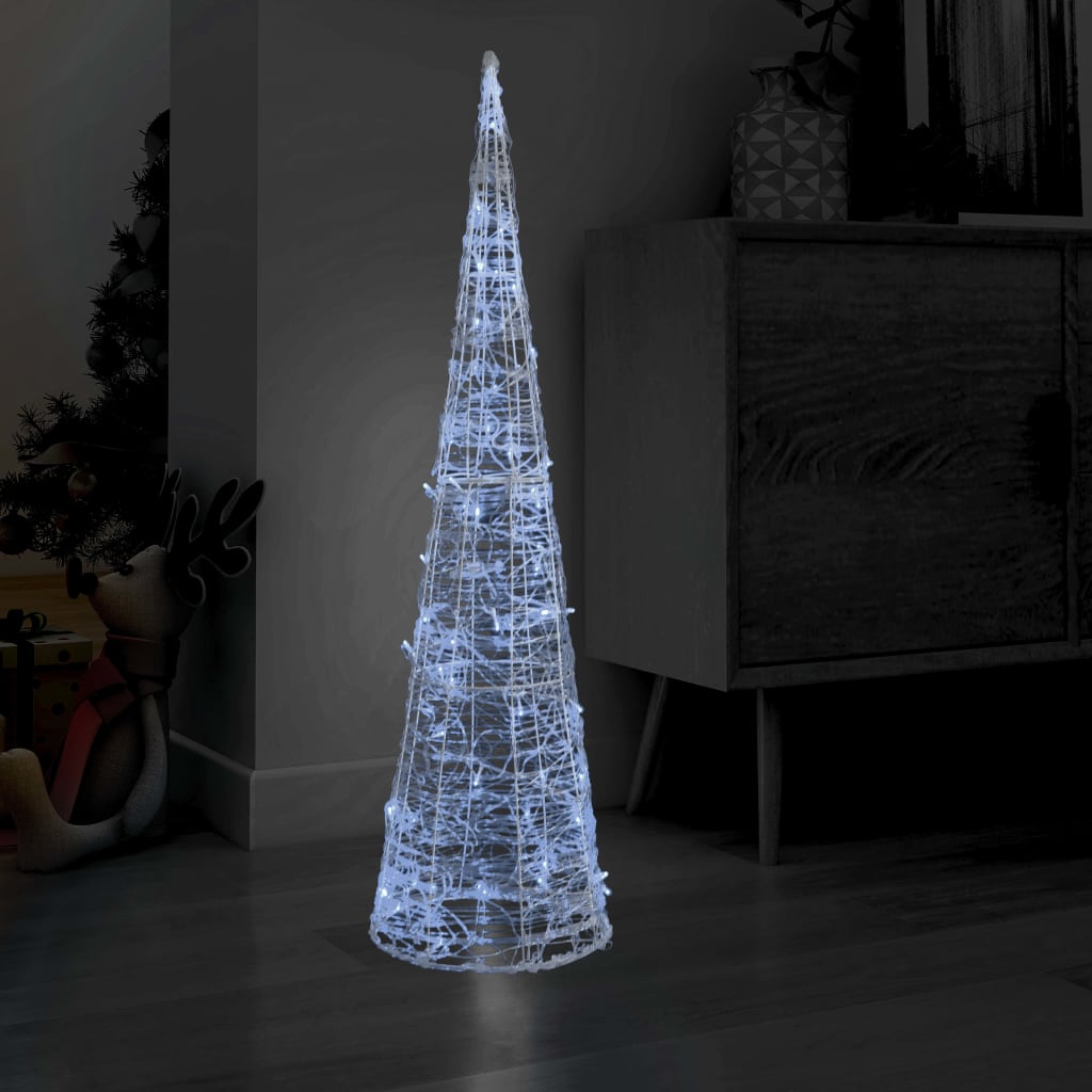 vidaXL Pirâmide iluminação decorativa LEDs acrílico 120 cm branco frio