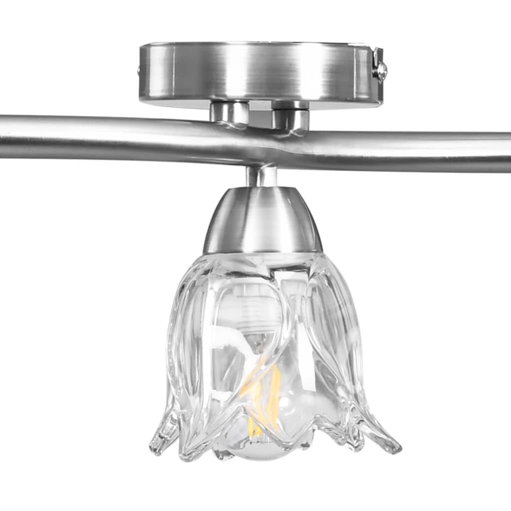 vidaXL Candeeiro de teto c/ abajures de vidro tulipa 3 lâmpadas E14