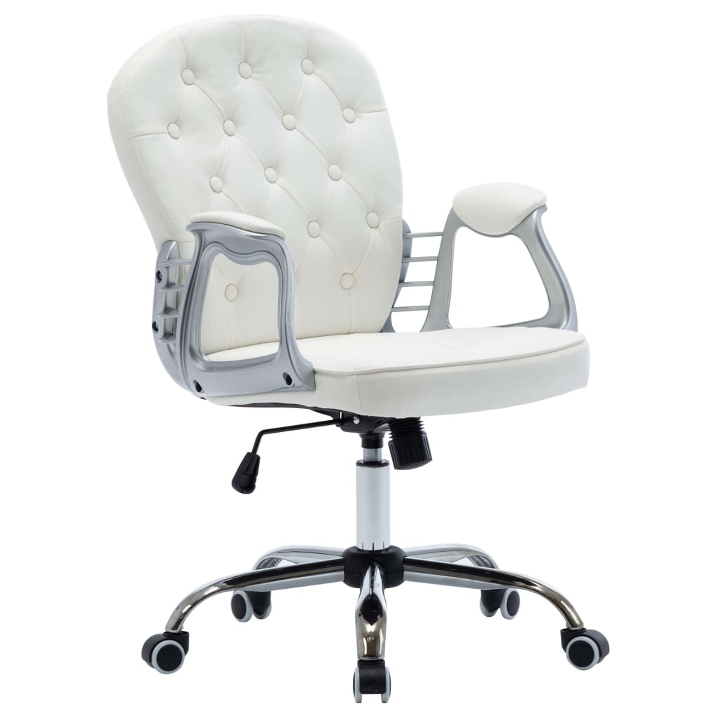 vidaXL Cadeira de escritório giratória em couro artificial branco