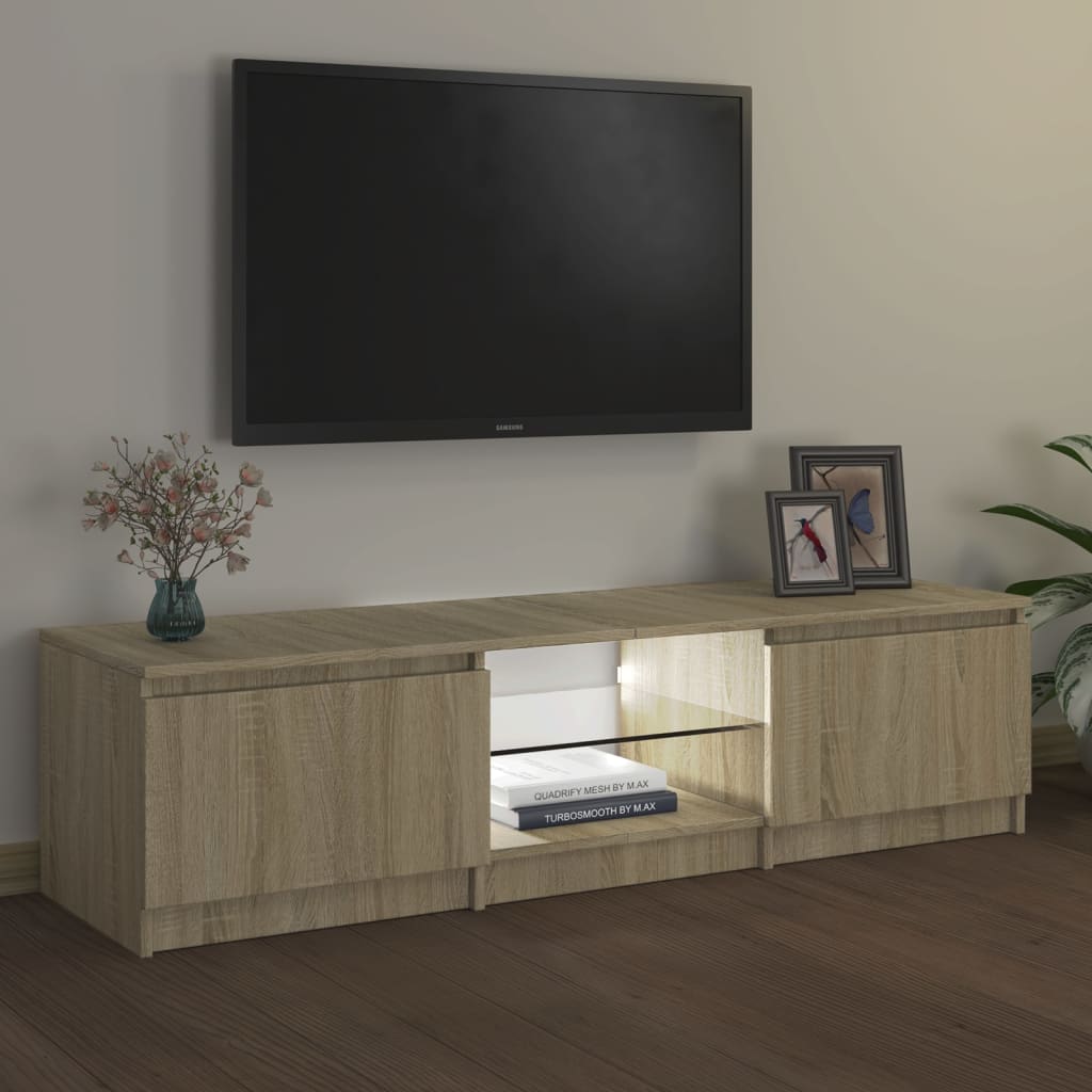 vidaXL Móvel de TV com luzes LED 140x40x35,5 cm carvalho sonoma