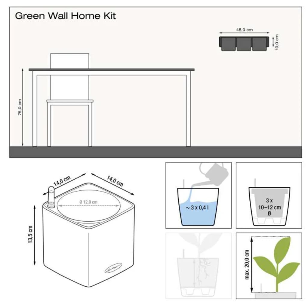 LECHUZA Vasos 3 pcs Green Wall Home Kit ardósia