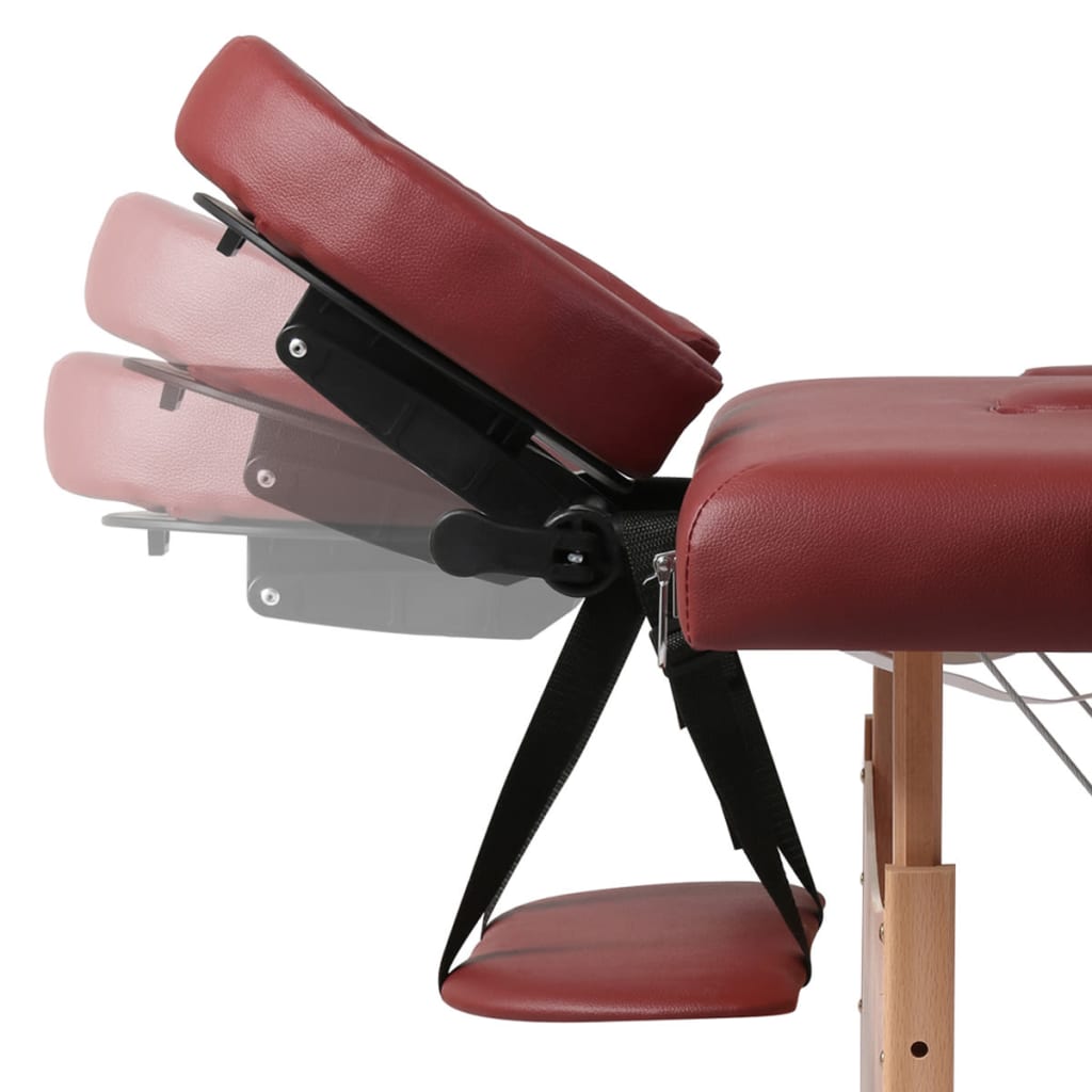 Mesa de massagem, dobrável, em vermelho, com 2 zonas