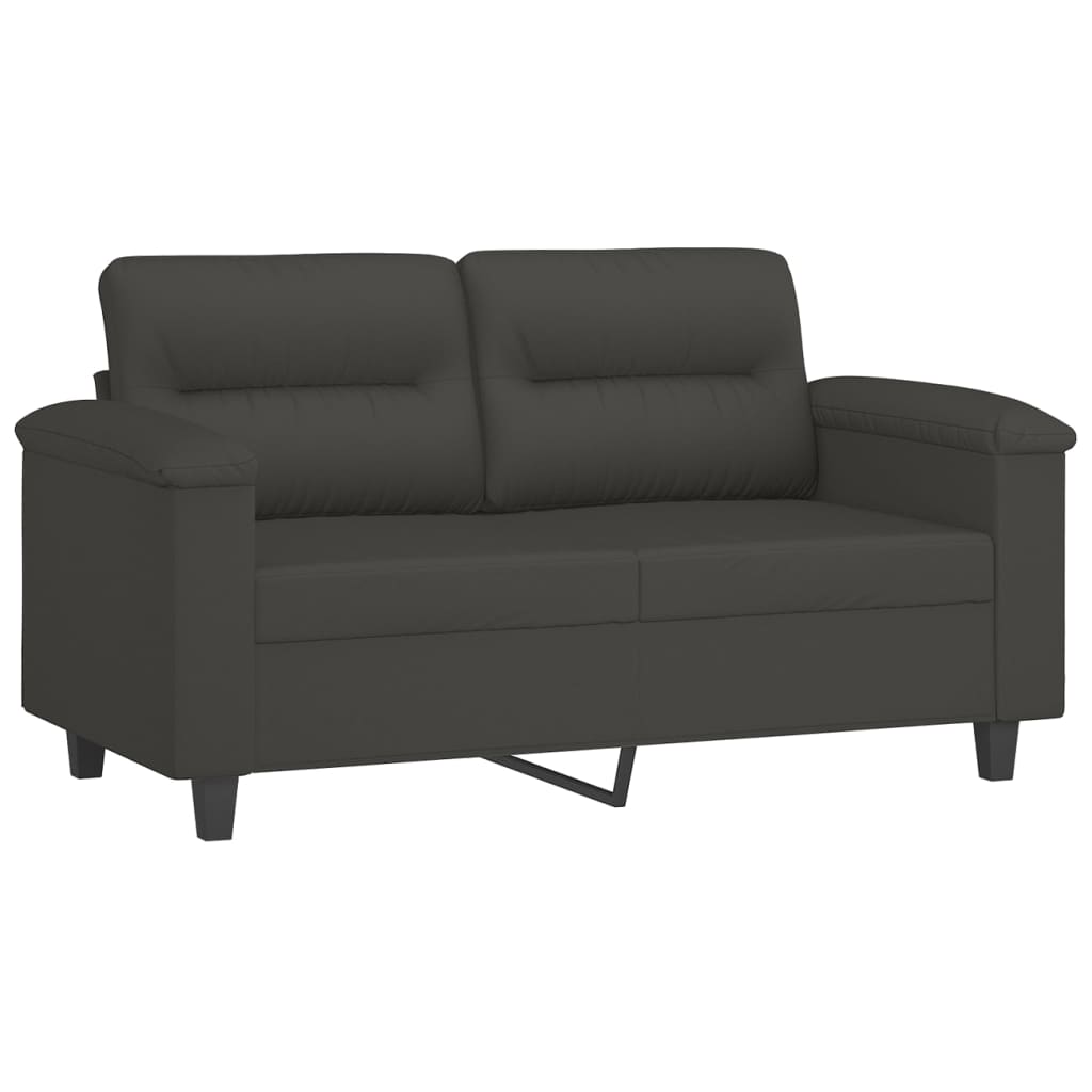 vidaXL 2 pcs conjunto sofás c/ almofadas microfibra cinza-escuro