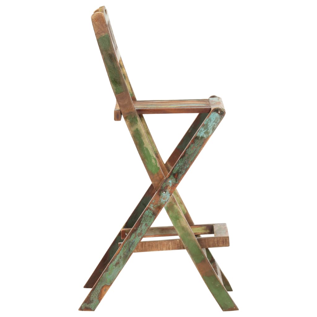 vidaXL Cadeiras bar exterior dobráveis 2 pcs madeira recuperada maciça