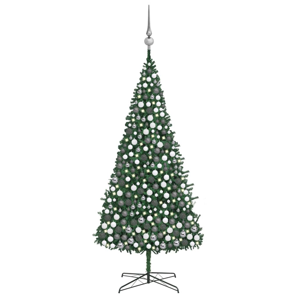 vidaXL Árvore Natal artificial pré-iluminada c/ bolas/LEDs 400cm verde