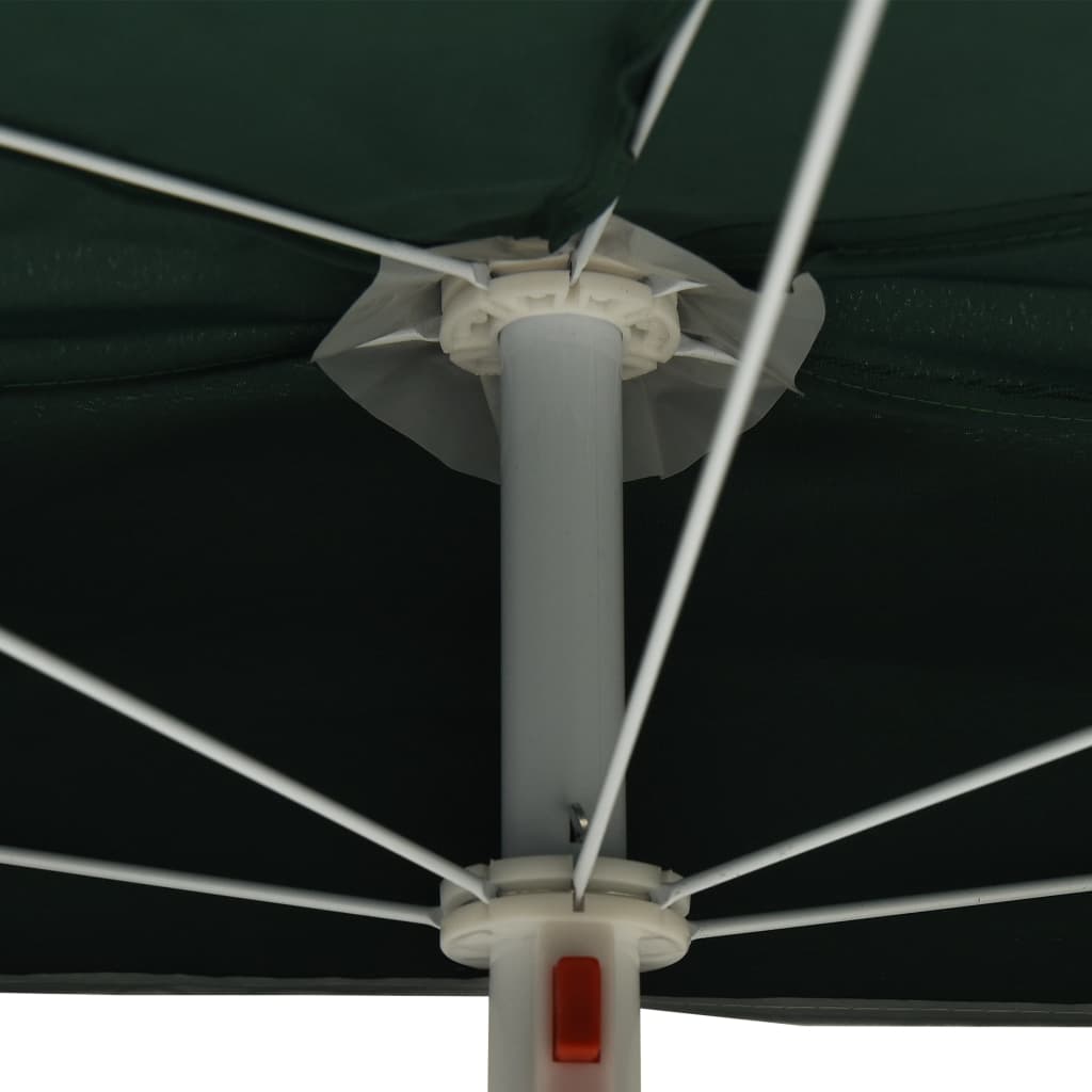 vidaXL Guarda-sol semicircular com mastro 180x90 cm verde