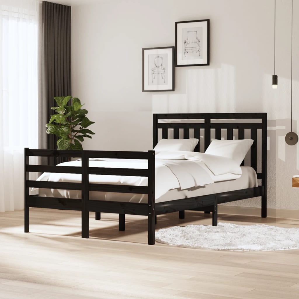 vidaXL Estrutura de cama 120x200 cm madeira maciça preto