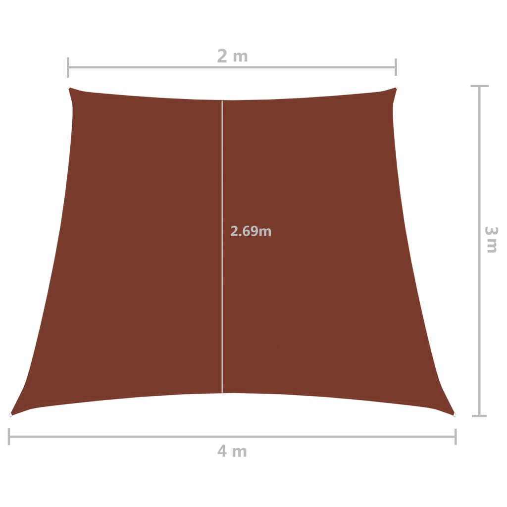 vidaXL Para-sol estilo vela tecido oxford trapézio 2/4x3 m terracota