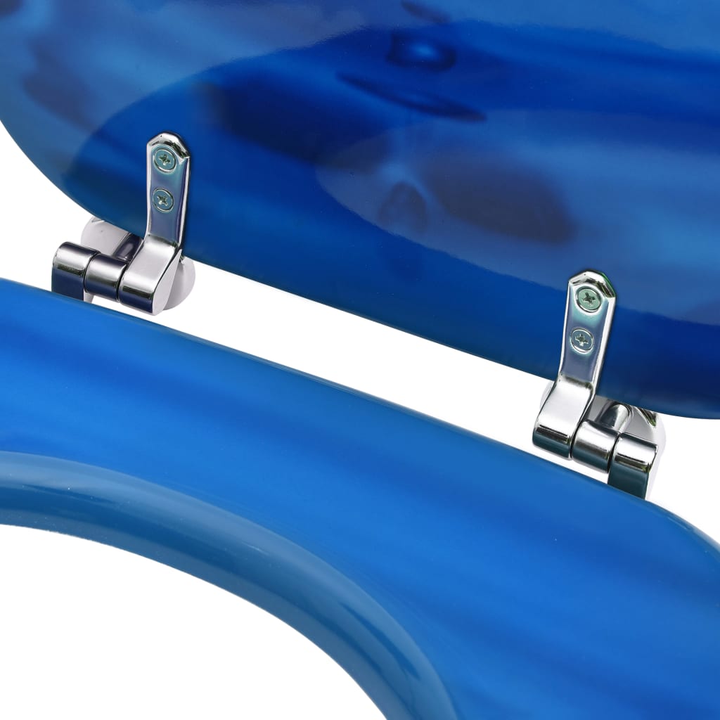 vidaXL Assentos sanita com tampas 2 pcs MDF design gotas água azul