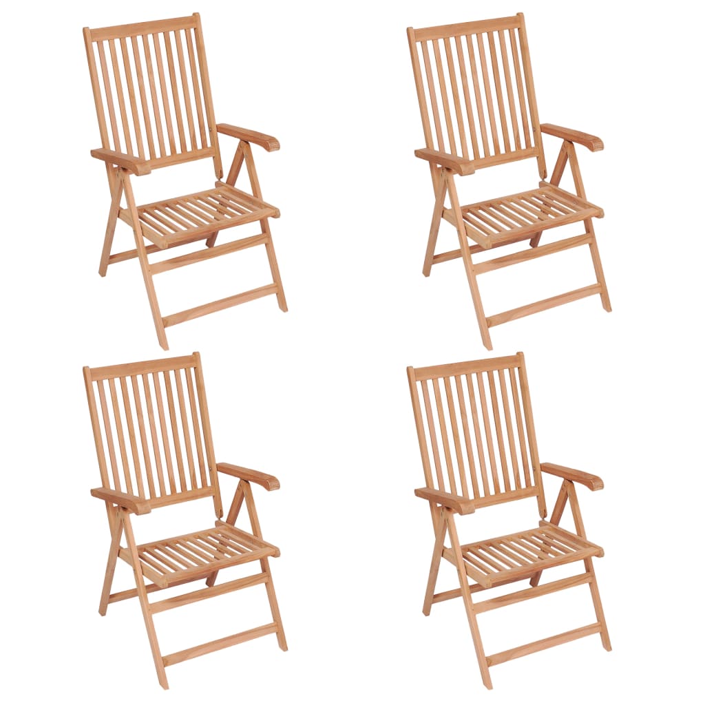 vidaXL Cadeiras de jardim reclináveis 4 pcs madeira de teca maciça