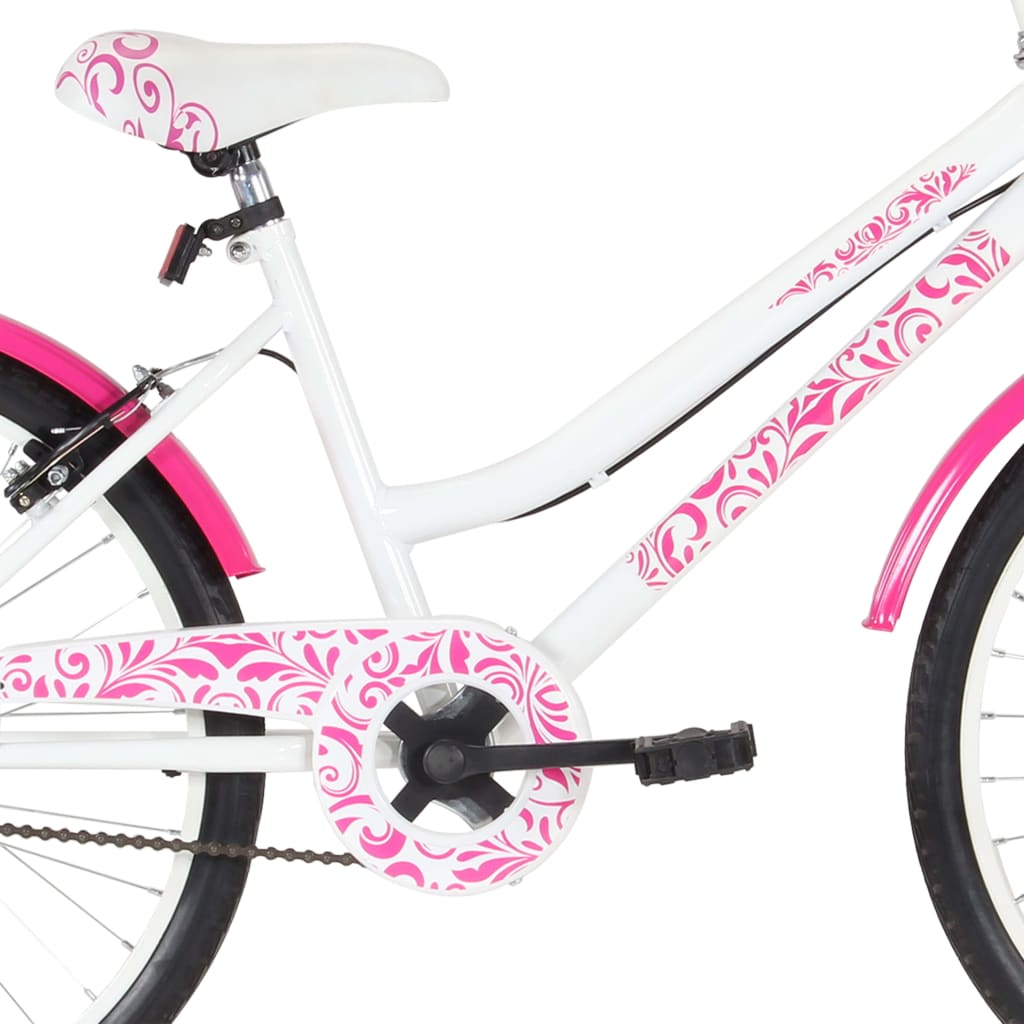 vidaXL Bicicleta de criança roda 24" rosa e branco