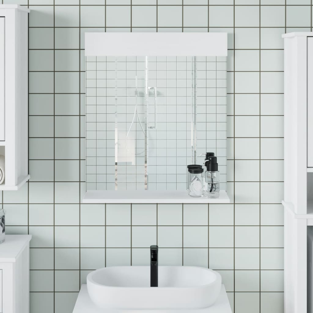 vidaXL Espelho WC c/ prateleira BERG 60x12x70 cm madeira maciça branco