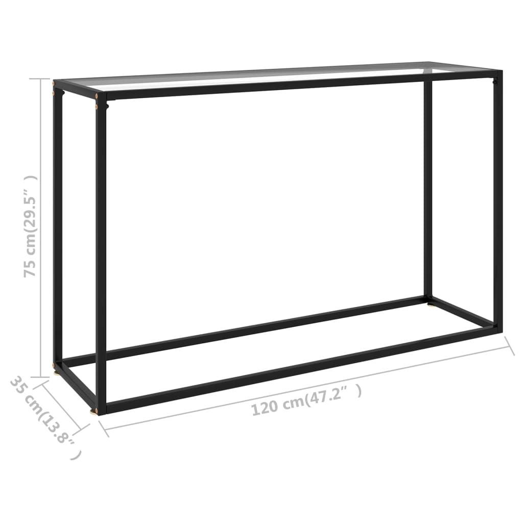 vidaXL Mesa consola 120x35x75 cm vidro temperado transparente