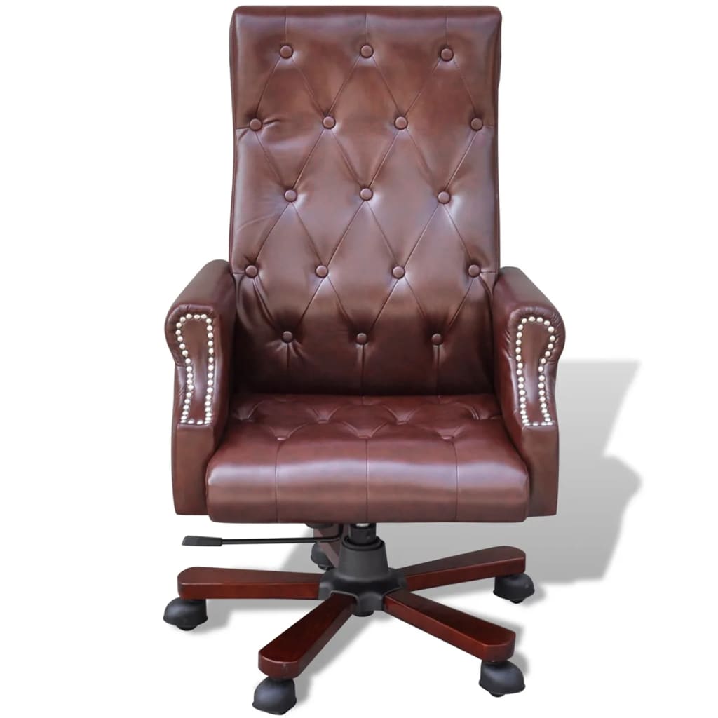 Cadeira giratória para escritório, couro artificial / Marrom