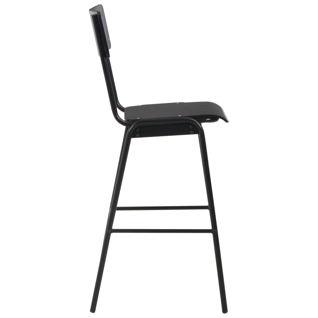 vidaXL Cadeiras de bar 2 pcs contraplacado maciço e aço preto