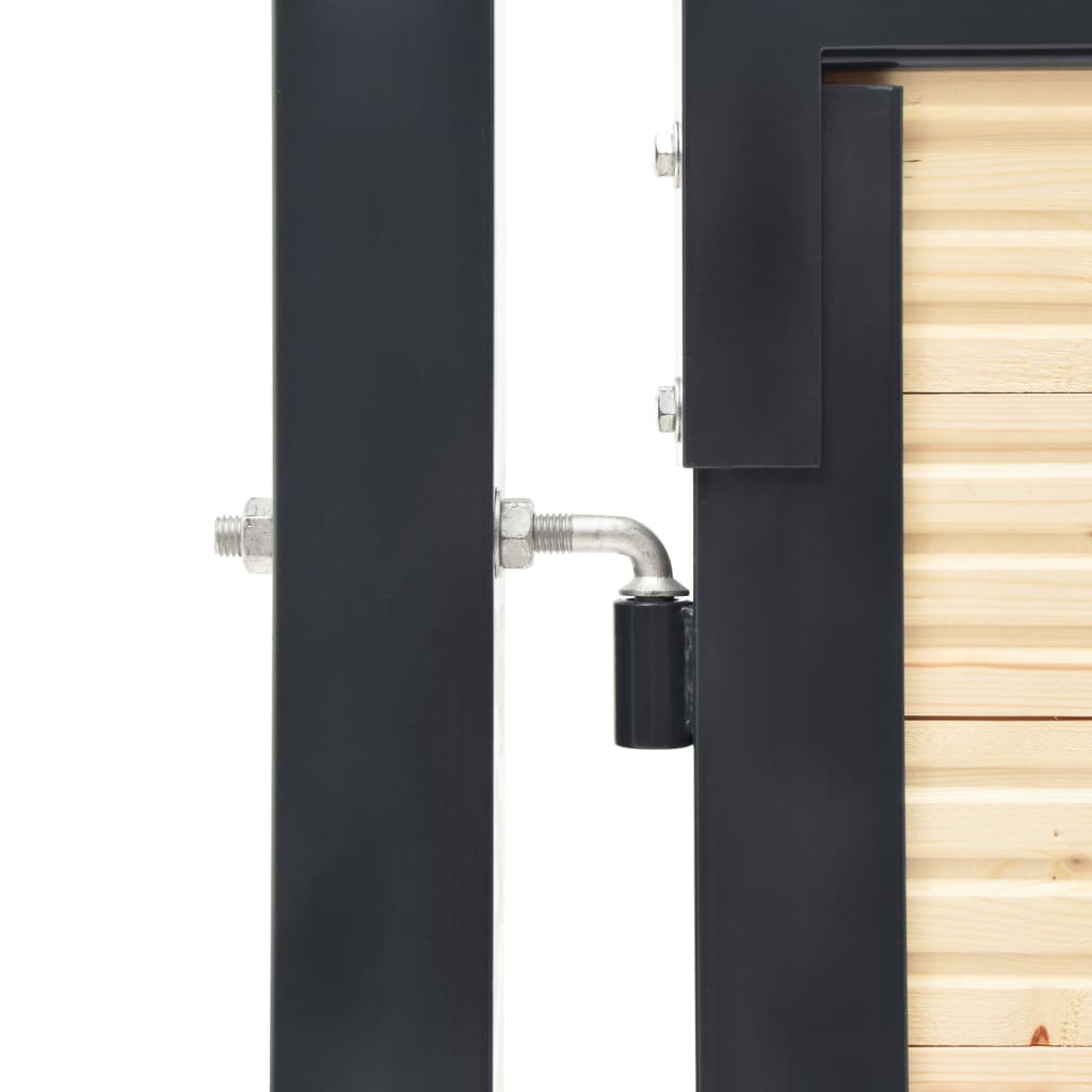 vidaXL Portão de vedação aço e madeira de abeto 513x225 cm