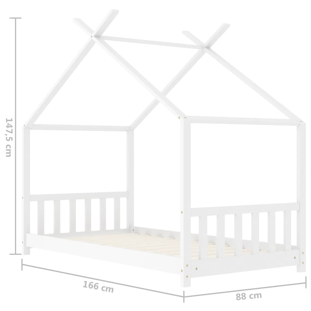 vidaXL Estrutura de cama para crianças 80x160 cm pinho maciço branco