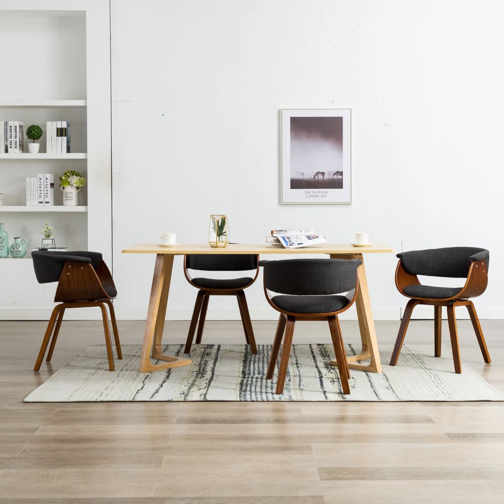vidaXL Cadeiras jantar 4 pcs madeira curvada e tecido cinzento