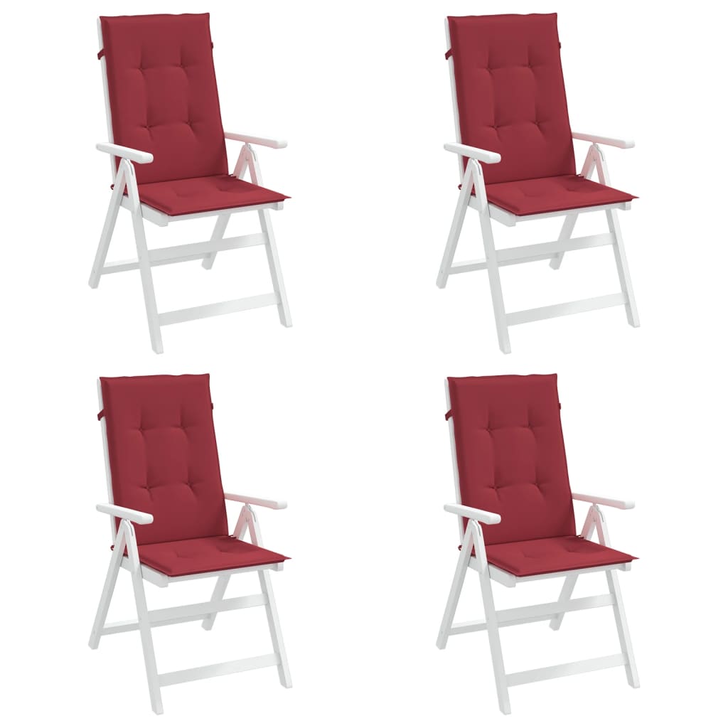 vidaXL Almofadões p/ cadeiras altas jardim 4 pcs tecido vermelho tinto