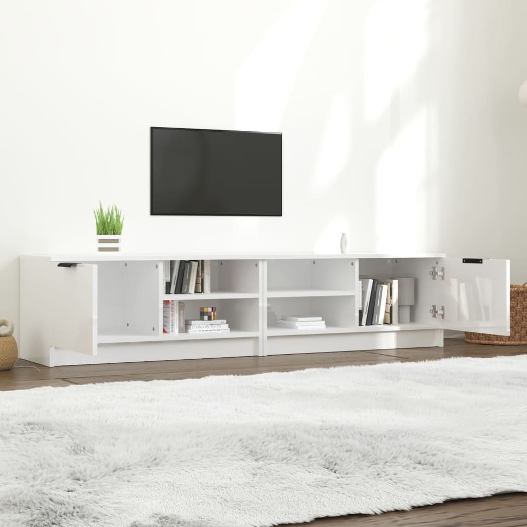 vidaXL Móveis TV 2pcs 80x35x36,5cm derivados madeira branco brilhante