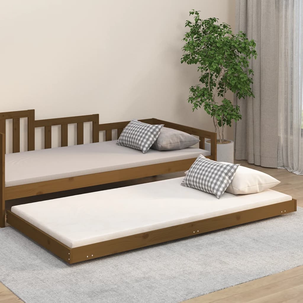 vidaXL Estrutura de cama 90x200cm madeira de pinho maciça castanho mel
