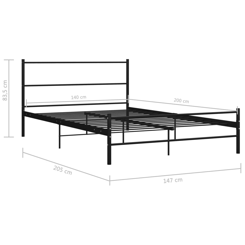 vidaXL Estrutura de cama em metal preto 140x200 cm