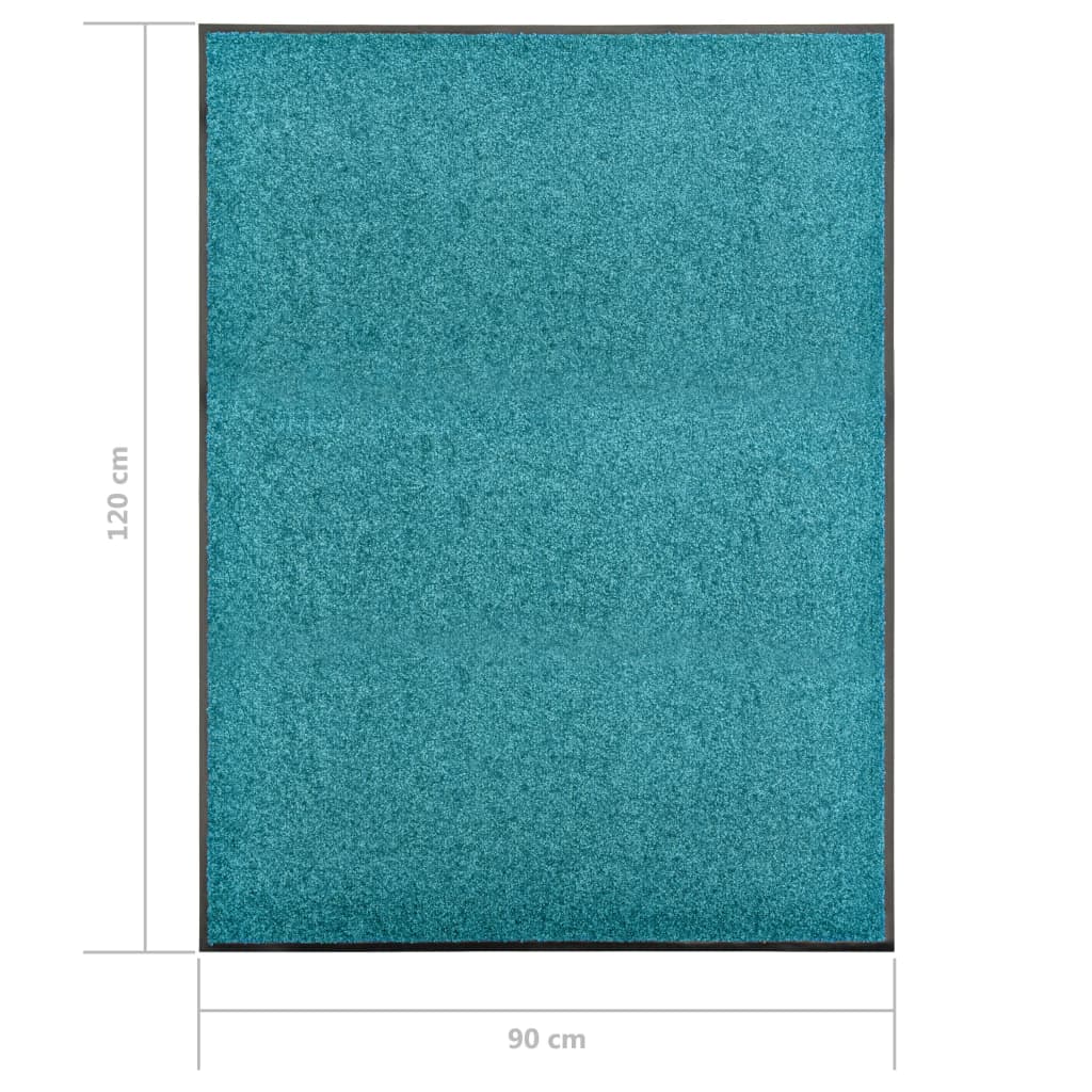 vidaXL Tapete de porta lavável 90x120 cm azul ciano